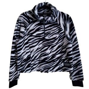 Calvin Klein Performance Womens Pullover Medium Zebra Print Fleece Sweatshirt